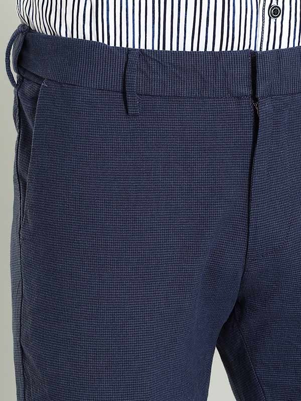 Indian Terrain Men's Slim Fit Solid Navy Trousers
